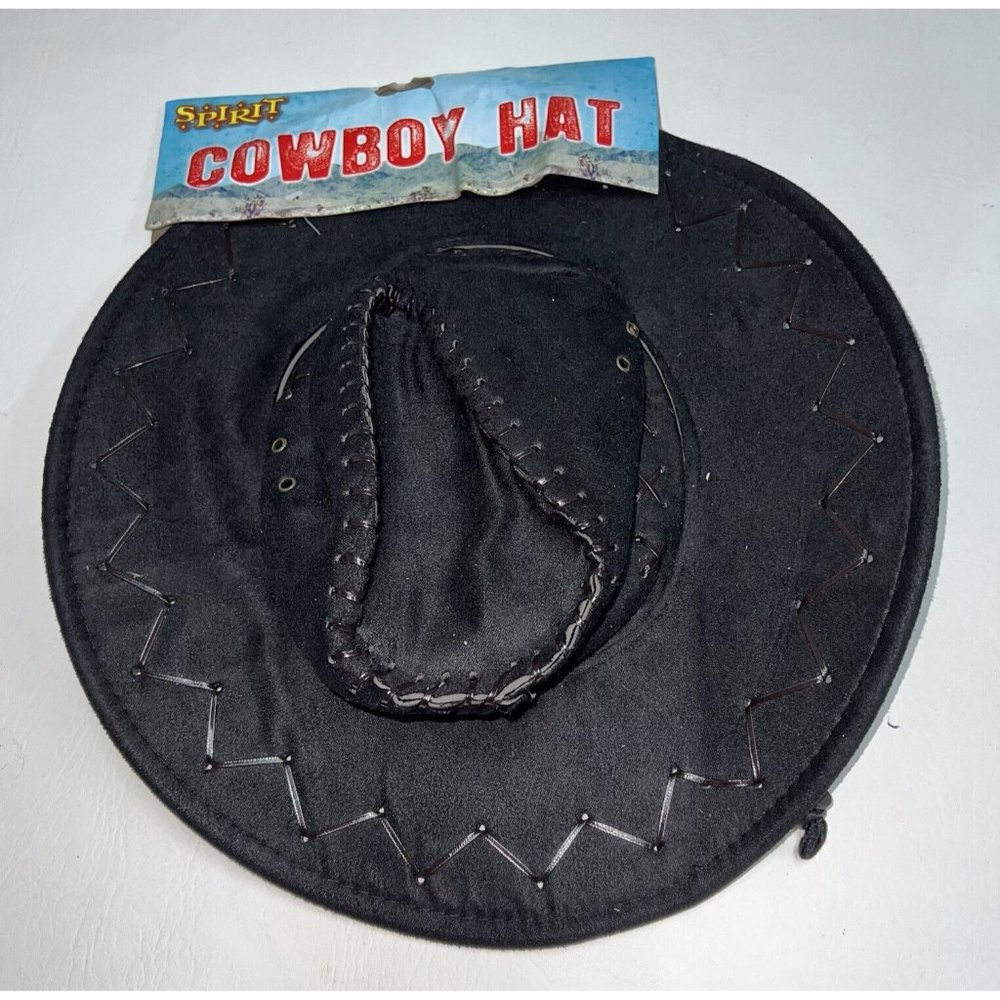 Spirit Halloween Western Cowboy Hat Black Stitched Costume Accessory Adult Size
